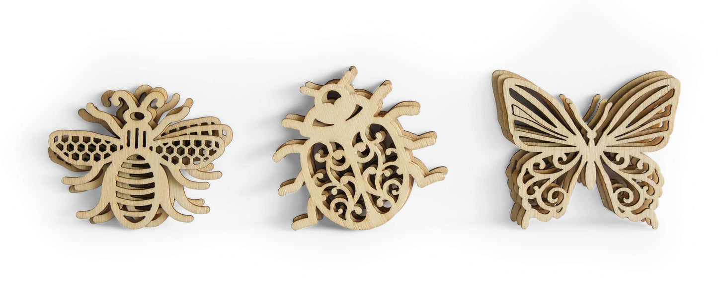 Villem Puidust ornamendid Putukad 9tk Galeria Papieru