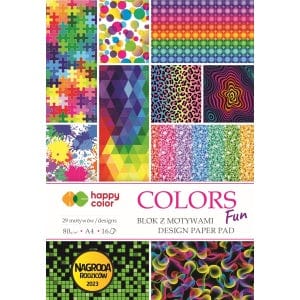 Villem Fun värviliste mustritega disainpaberid A4 80g/16lk Happy Color