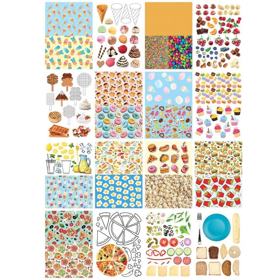 Villem Toiduteemaliste mustritega disainpaberid A4 80g/16lk Happy Color