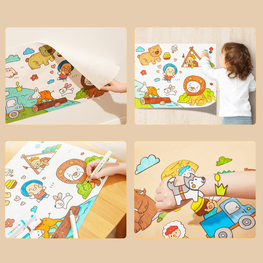 Villem Jarmelo kleepuv värvimisleht - loomad, 40x300 cm Jarmelo