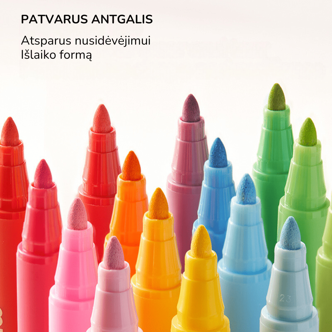 Villem Akriliniai markeriai su apvaliu antgaliu spalvinimo dėkle - 36 spalvos Mideer