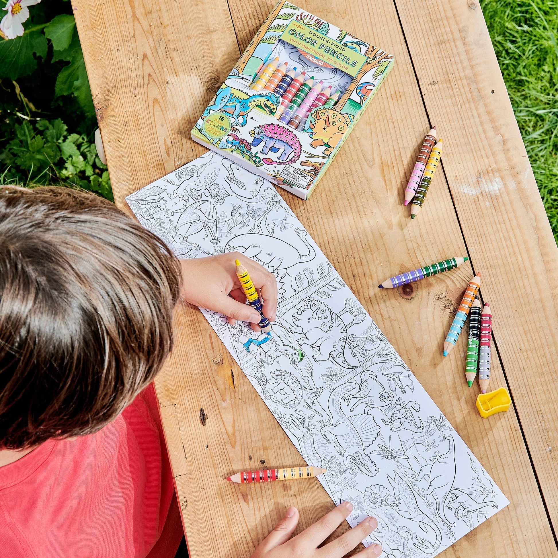 Villem Dinosaur Biggie Pencils with Fold-Out Mini Mural Bundle eeBoo