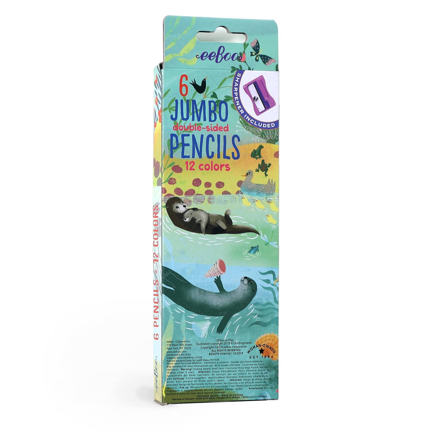 Villem Otters 6 Jumbo Double-Sided Pencils eeBoo