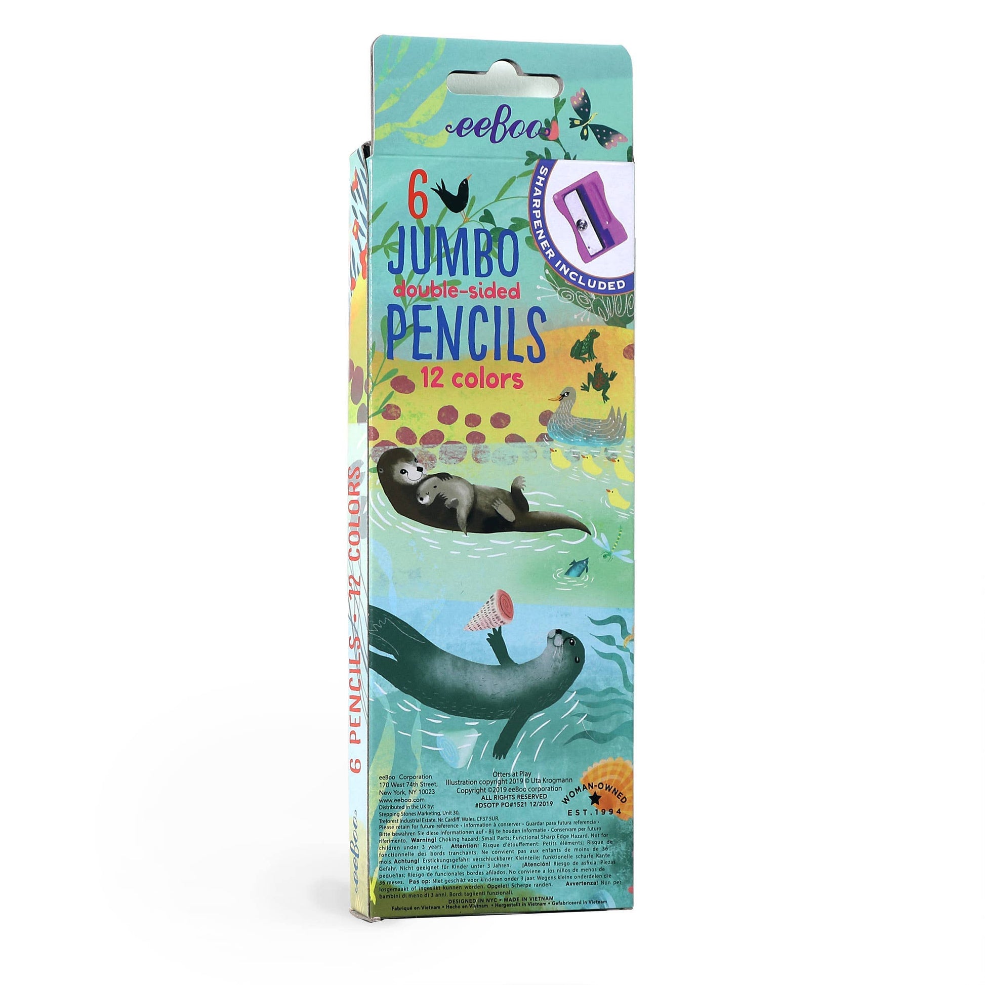 Villem Otters 6 Jumbo Double-Sided Pencils eeBoo