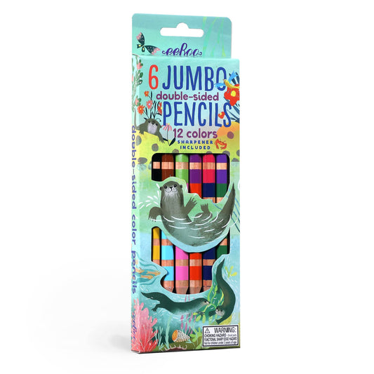 Villem Otters 6 Jumbo Double-Sided Pencils eeBoo