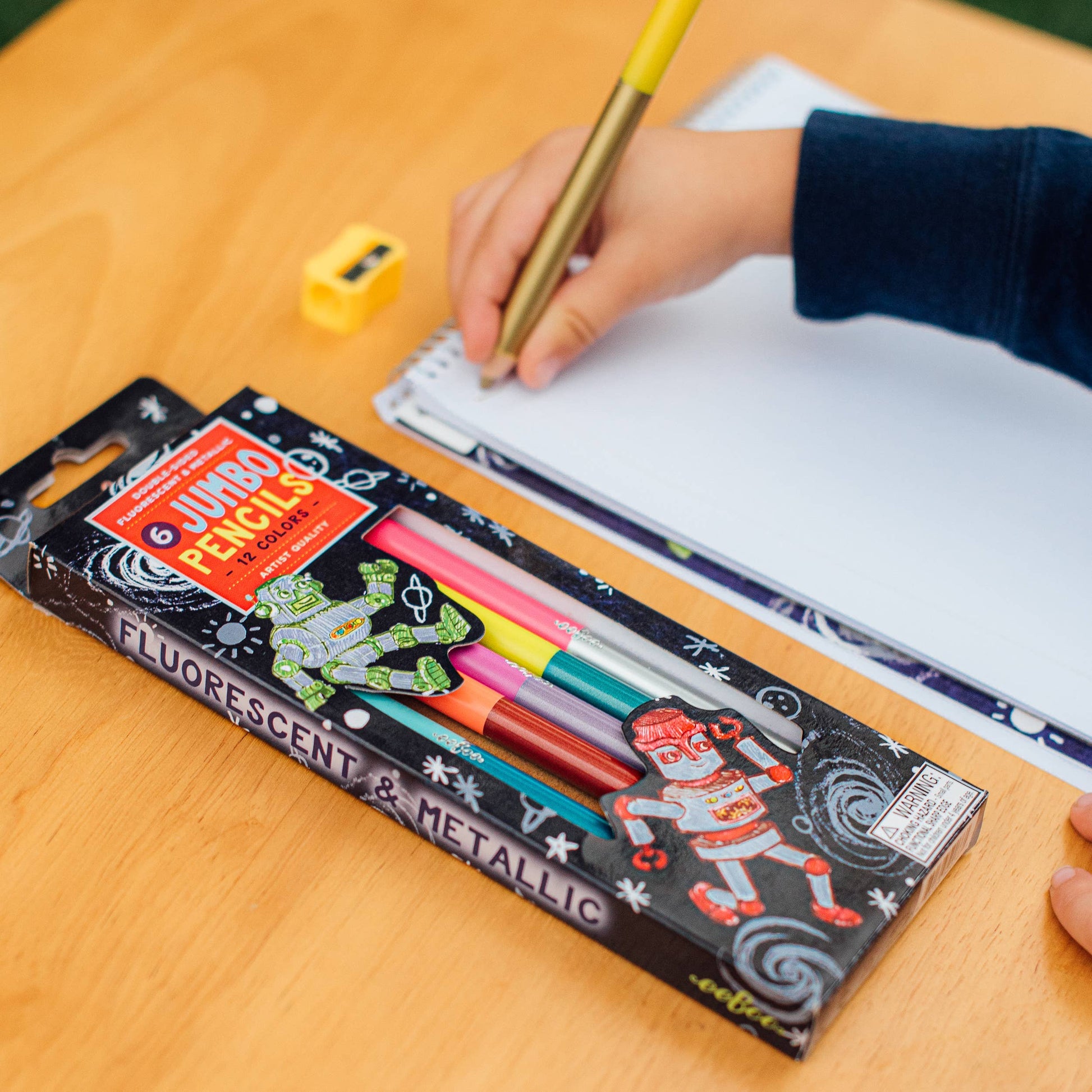 Villem Silver Robot 6 Jumbo Double-Sided Special Pencils eeBoo