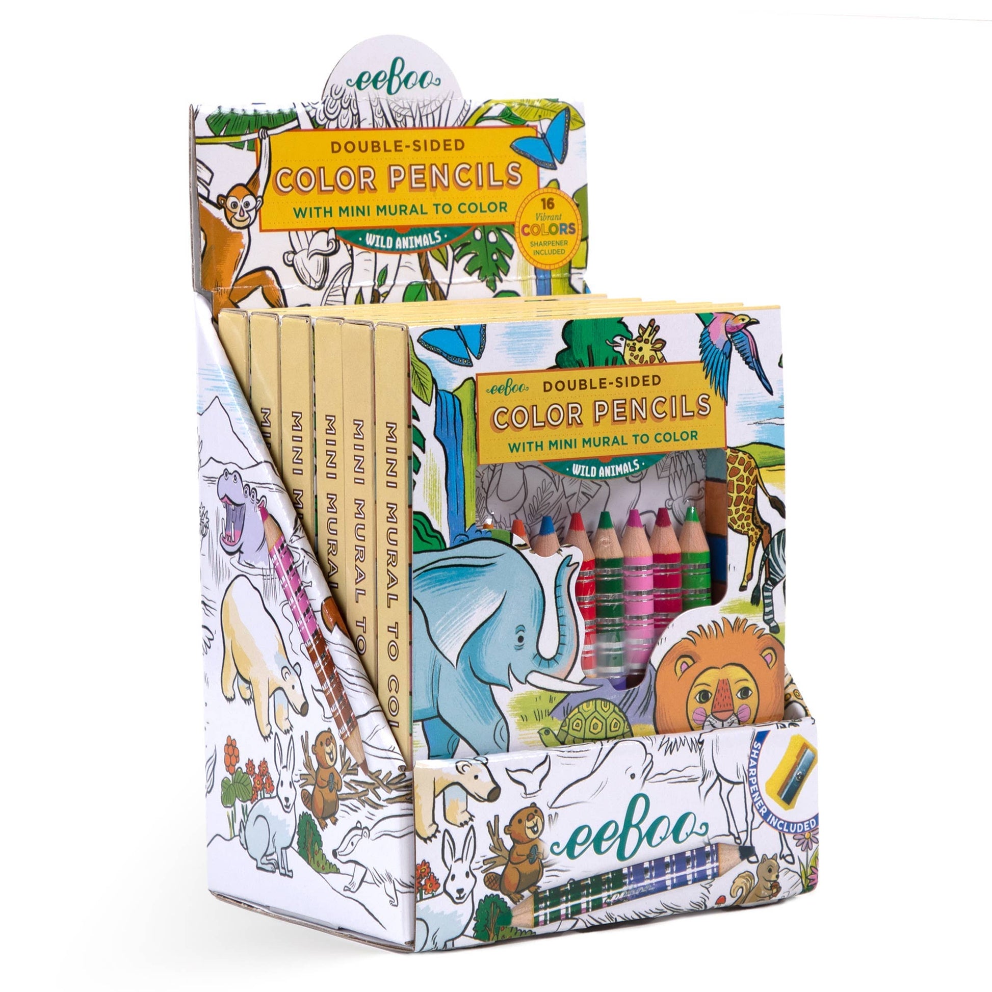 Villem Wild Animals Biggie Pencils with Fold-Out Mini Mural Bundle eeBoo