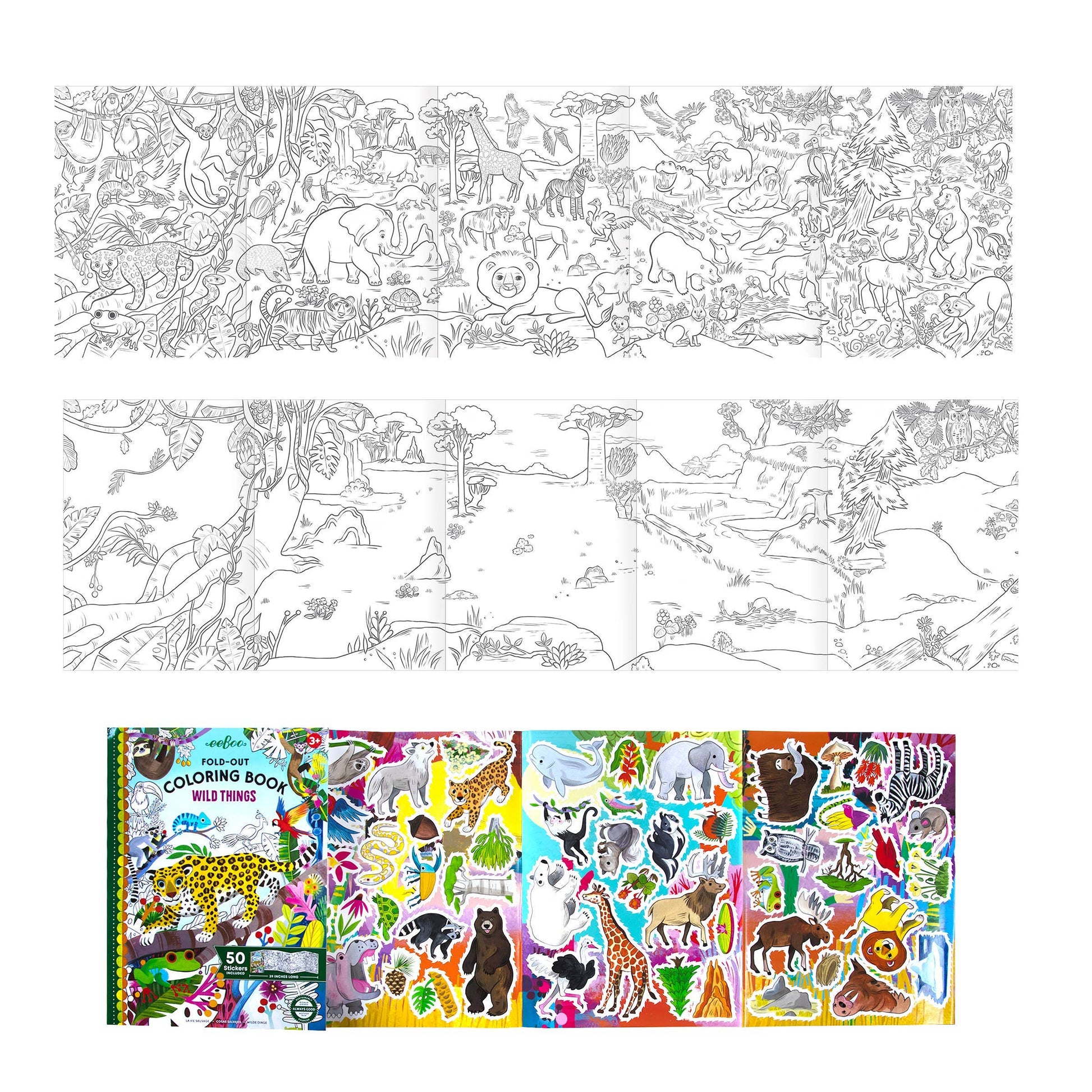 Villem Wild Things Fold-Out Coloring Book with Stickers eeBoo