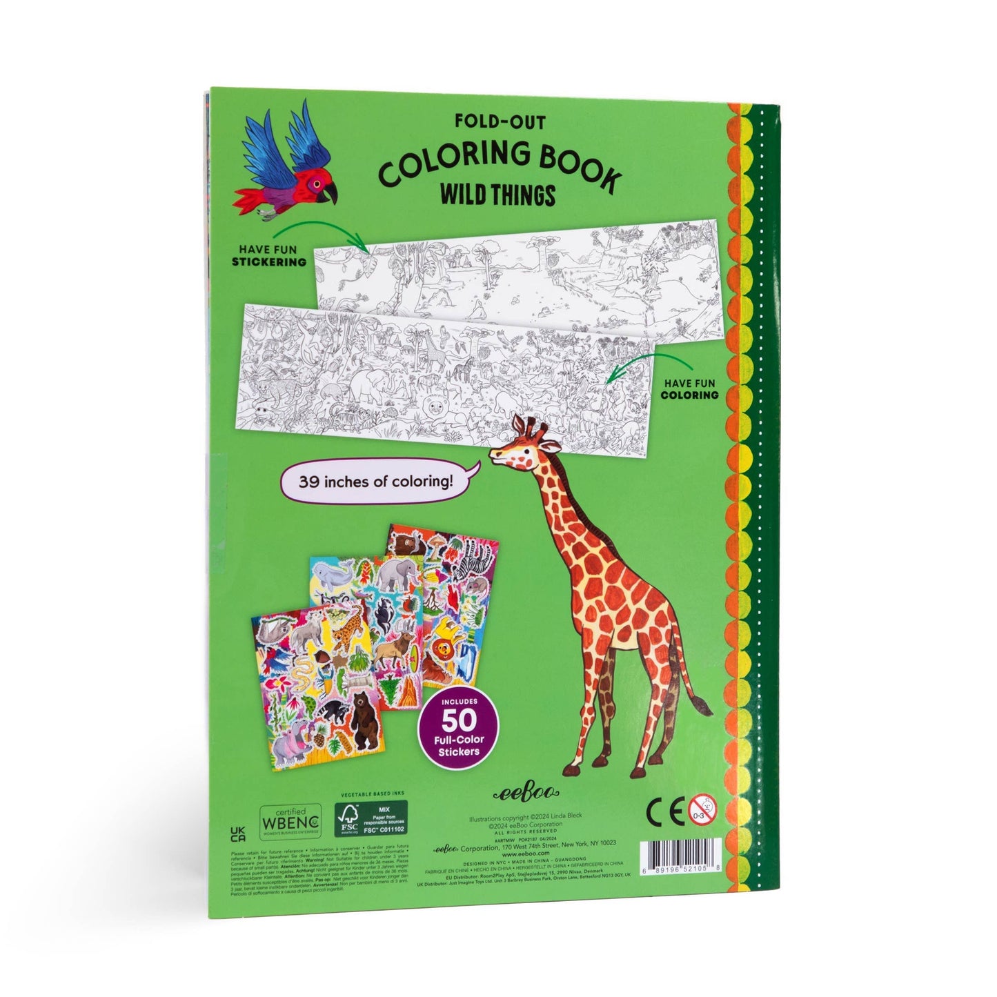 Villem Wild Things Fold-Out Coloring Book with Stickers eeBoo