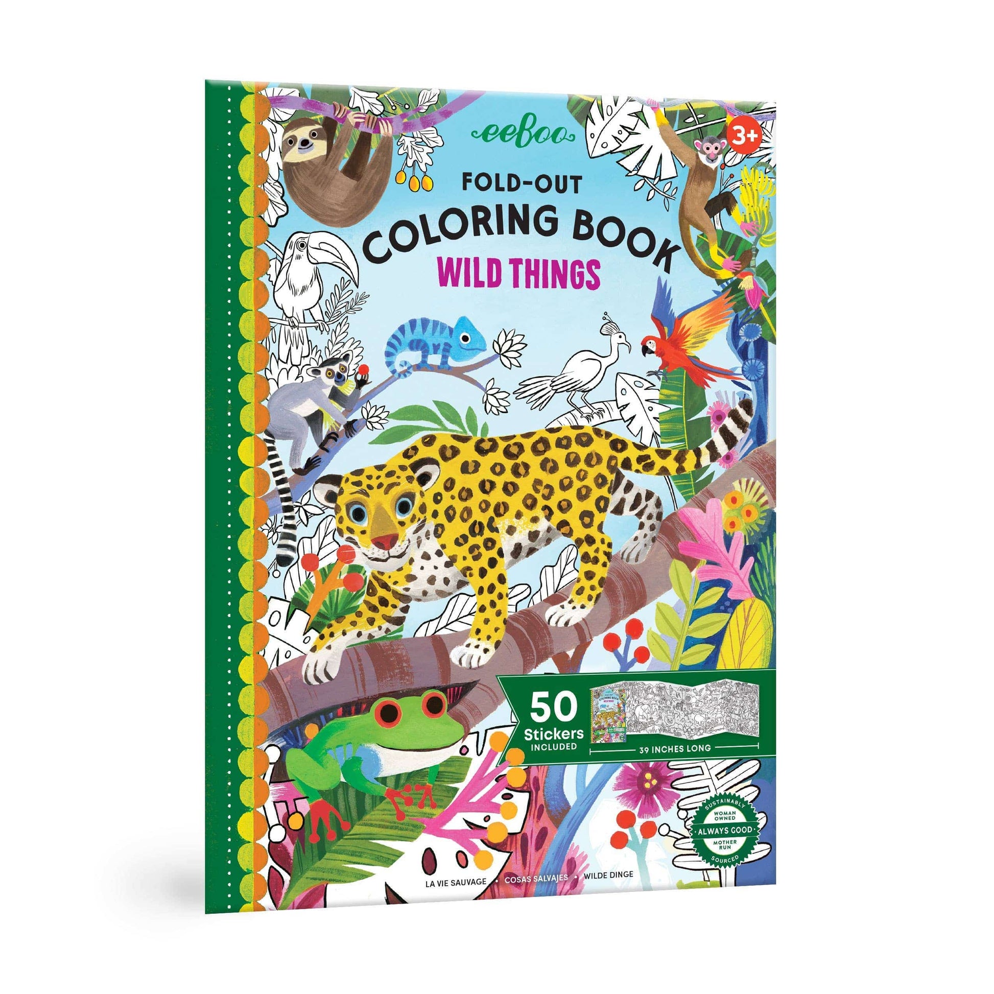 Villem Wild Things Fold-Out Coloring Book with Stickers eeBoo
