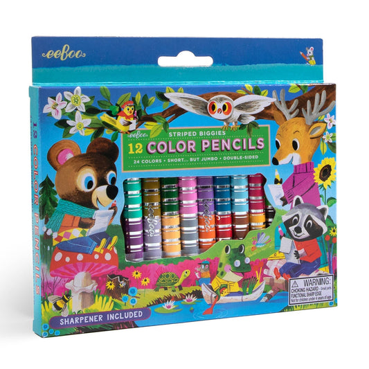 Villem Woodland Friends 12 Double-Sided Biggie Pencil Assortment eeBoo