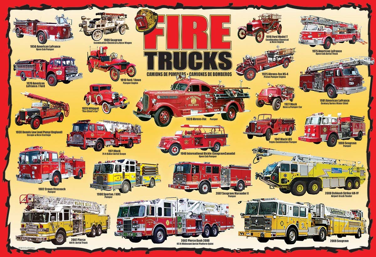 Villem Pusle Fire Trucks 100 tk Eurographics Puzzles Europe