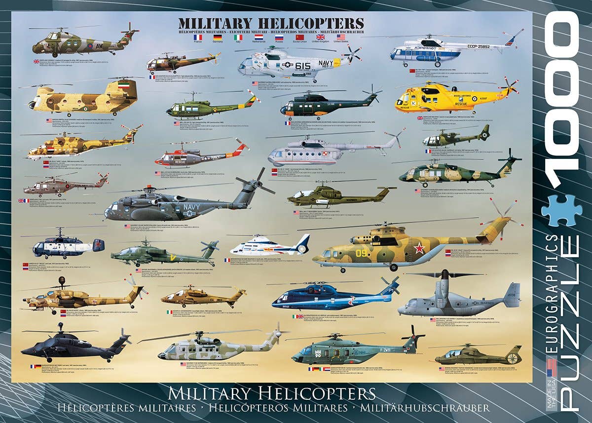 Villem Pusle Military Helicopters 1000 tk Eurographics Puzzles Europe