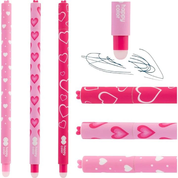 Villem Kustutatav tindipliiats, sinine, PINK LOVE, 0.5mm Happy Color