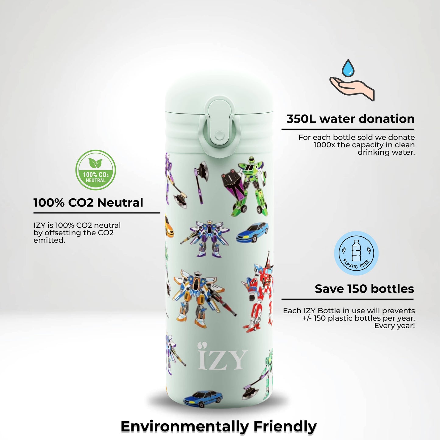 Villem IZY laste termospudel Green Transformers 350ml IZY Bottles