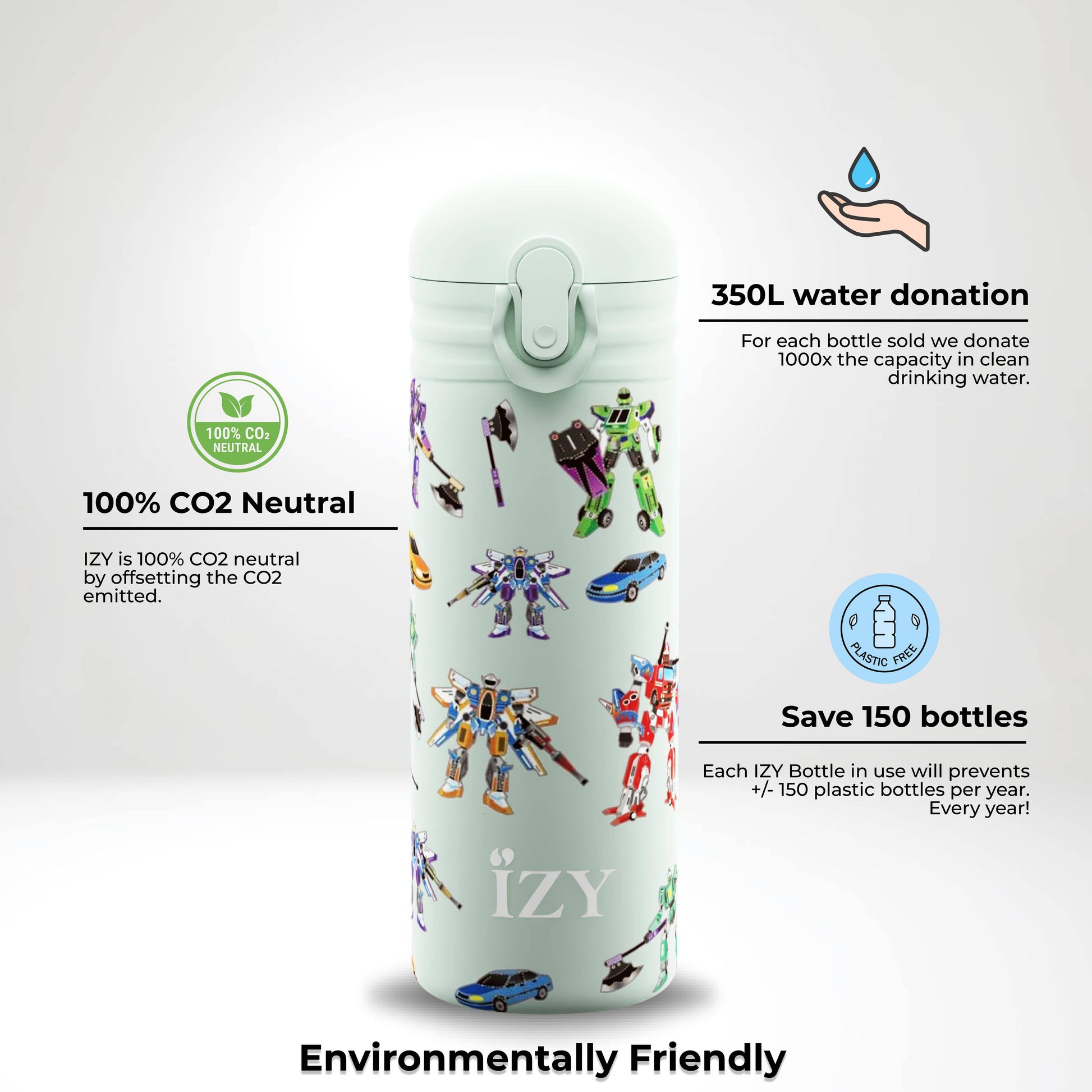 Villem IZY laste termospudel Green Transformers 350ml IZY Bottles