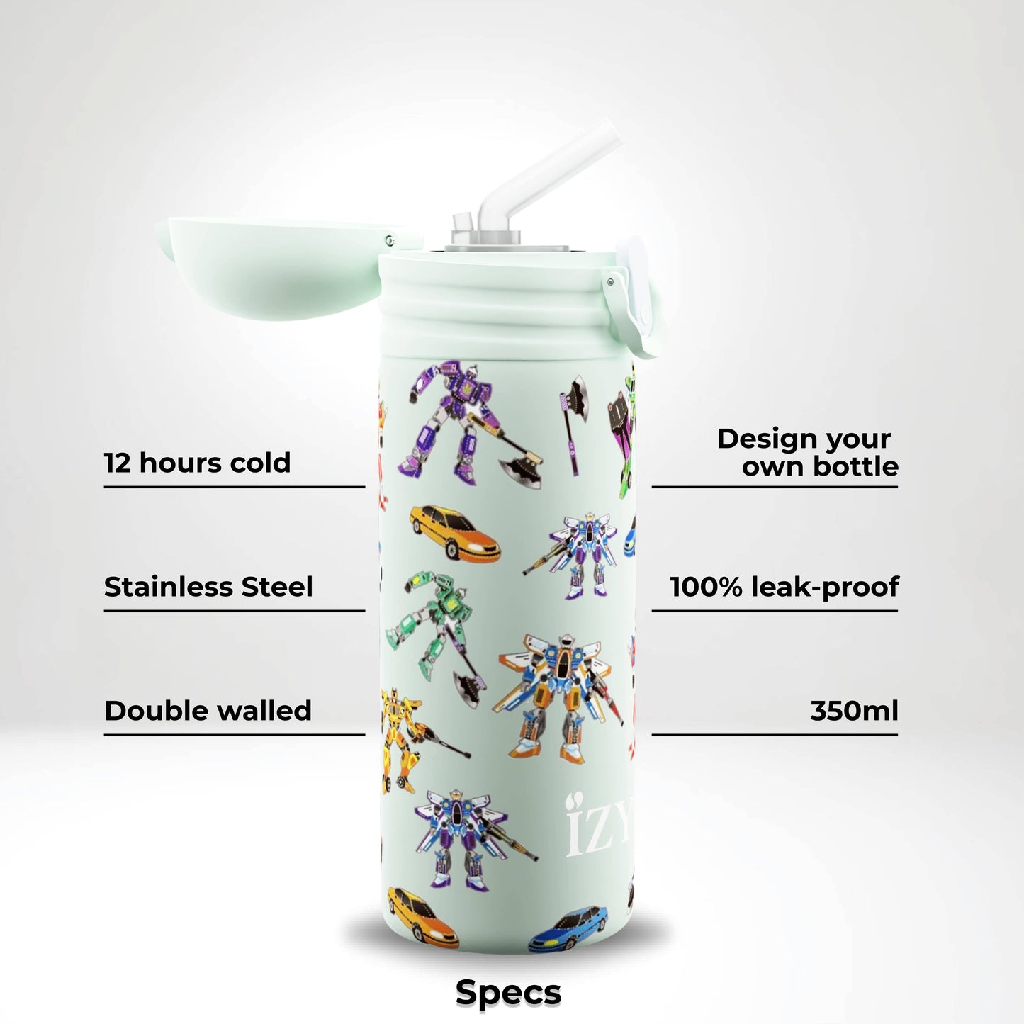Villem IZY laste termospudel Green Transformers 350ml IZY Bottles