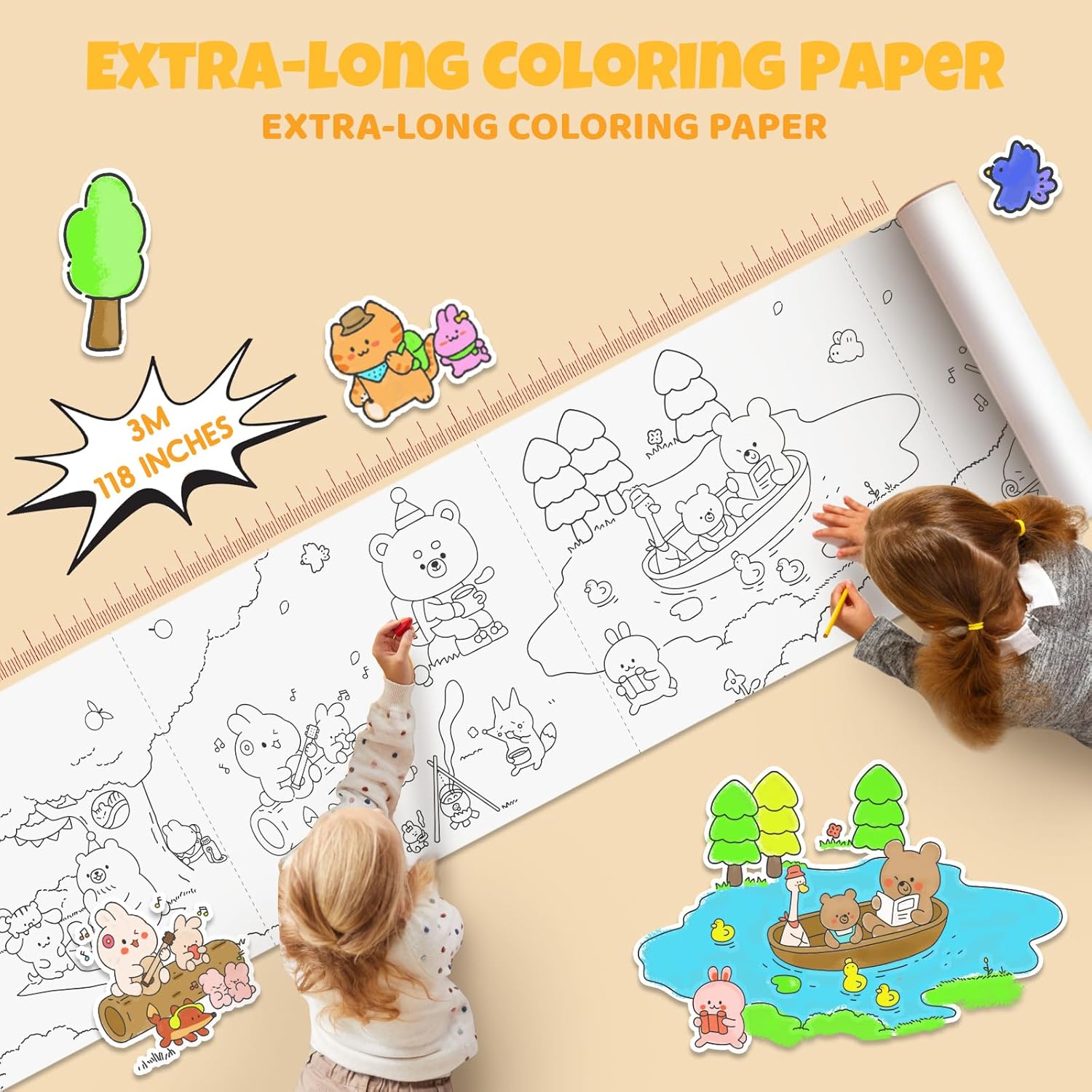 Villem Jarmelo kleepuv värvimisleht - metsa pidu, 40x300 cm Jarmelo