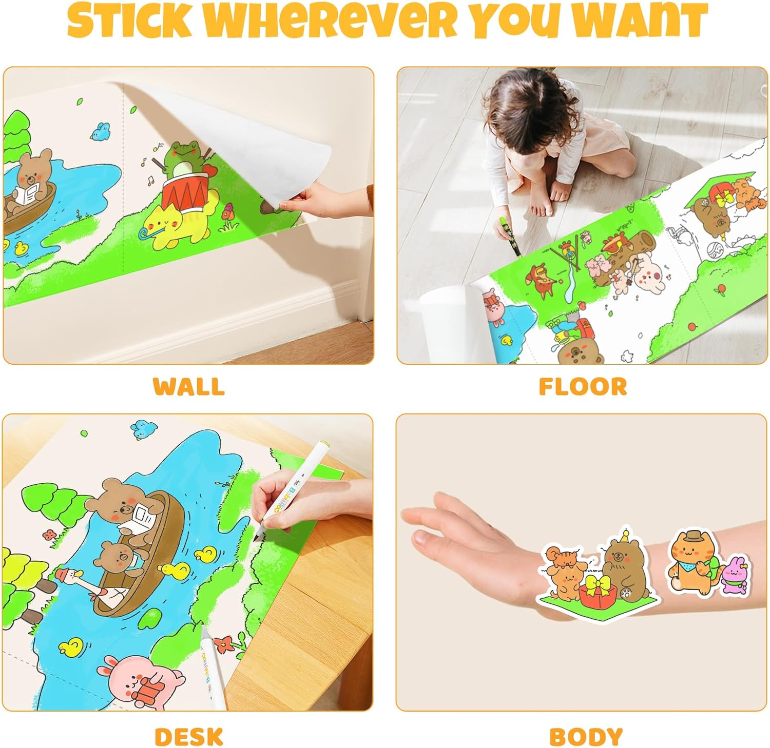 Villem Jarmelo kleepuv värvimisleht - metsa pidu, 40x300 cm Jarmelo