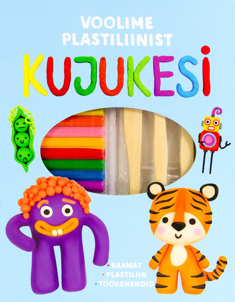 Villem Voolime plastiliinist kujukesi. Raamat, plastiliin ja töövahendid Koolibri