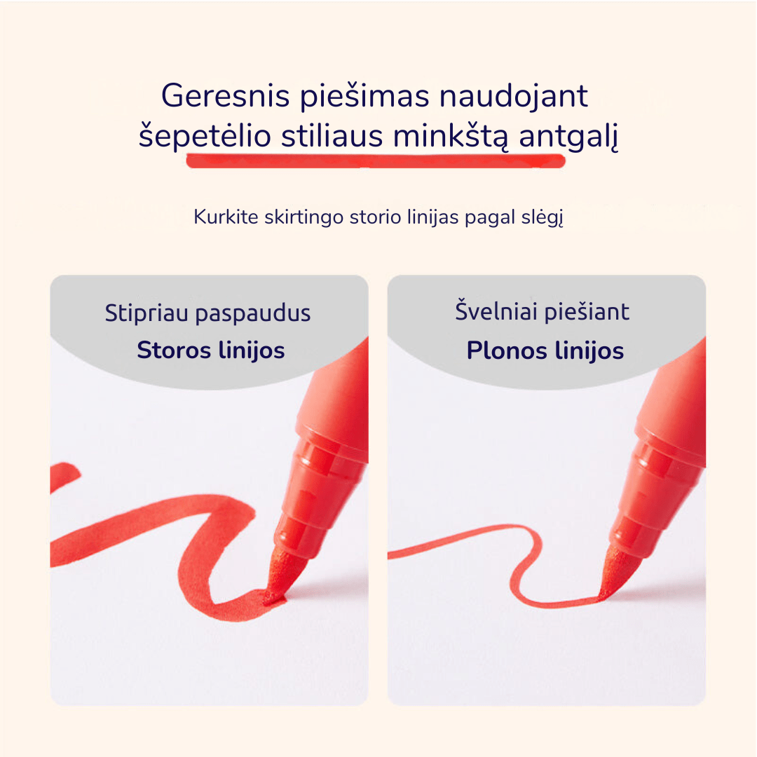 Villem Akriliniai markeriai flomasteriai minkštu antgaliu - 12 spalvų Mideer