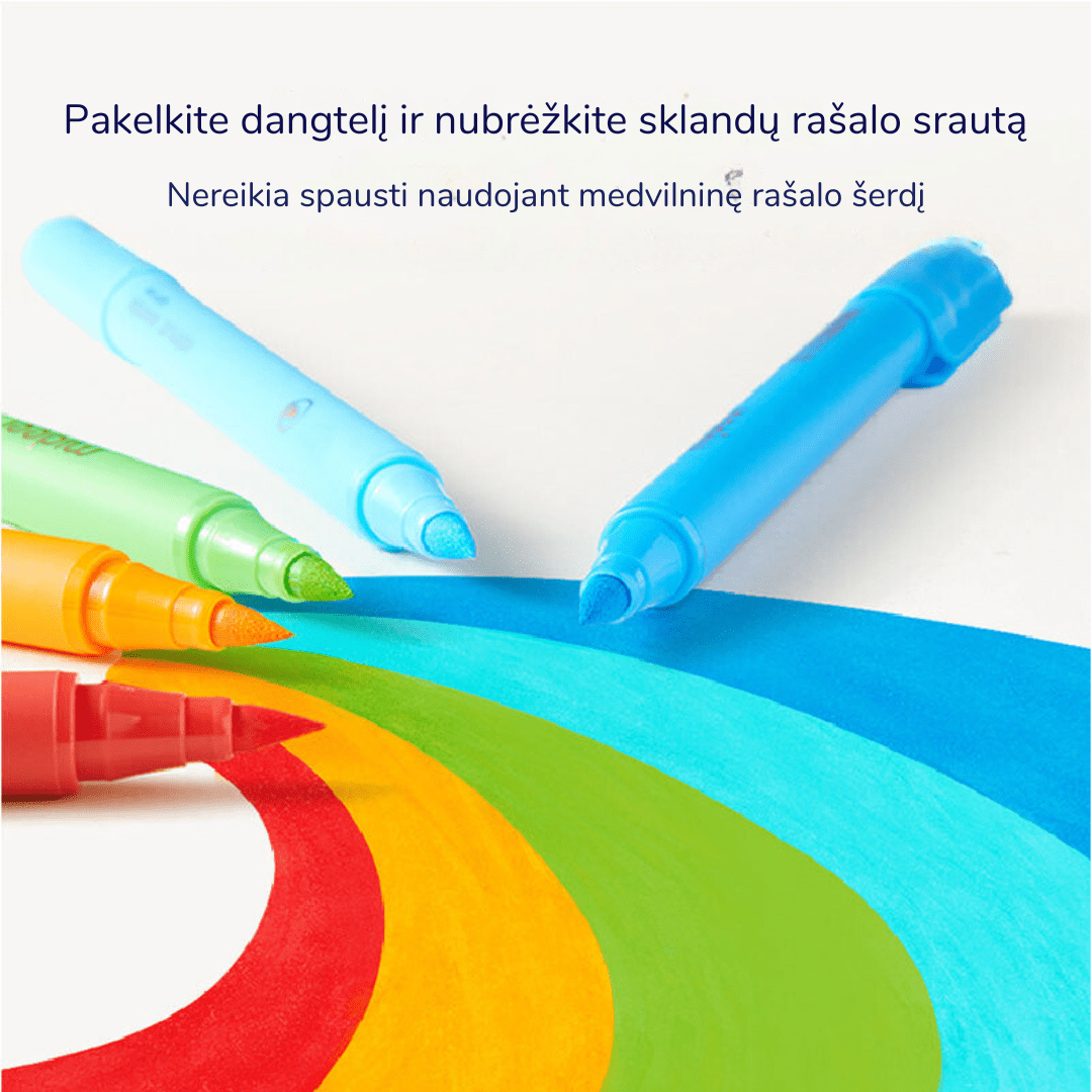 Villem Akriliniai markeriai flomasteriai minkštu antgaliu - 12 spalvų Mideer