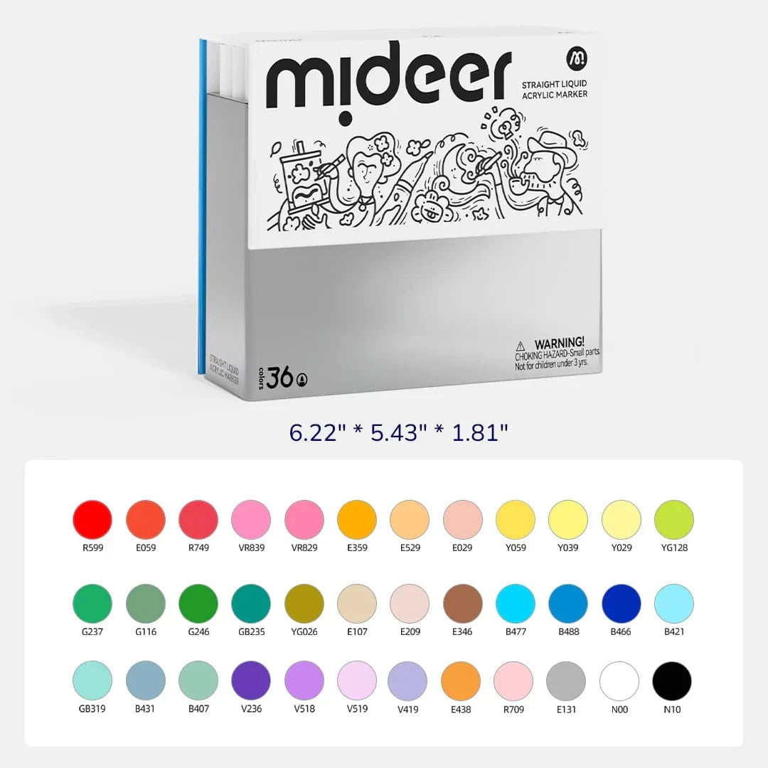 Villem MIDEER akrüülmarkerid vedela tindiga ja nutika tindikontrolliga 36 tooni Mideer