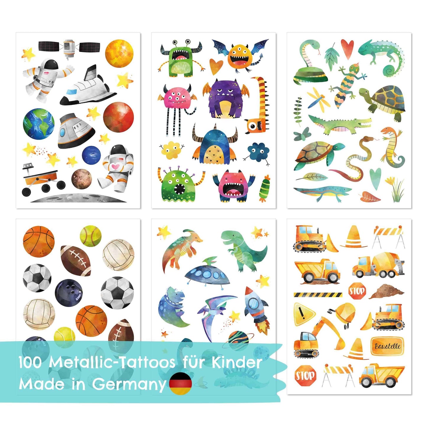 Villem 100 metallic ajutist tätoveeringut – dinosaurused ja ekskavaatorid Papierdrachen