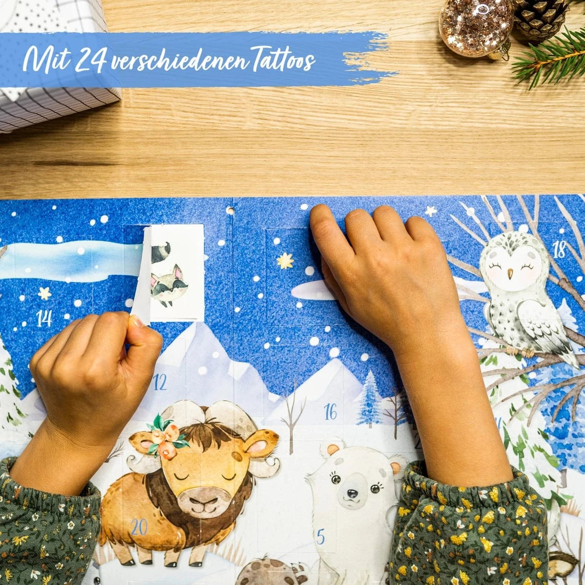 Villem Advendikalender tätoveeringutega - WINTER ANIMALS Papierdrachen