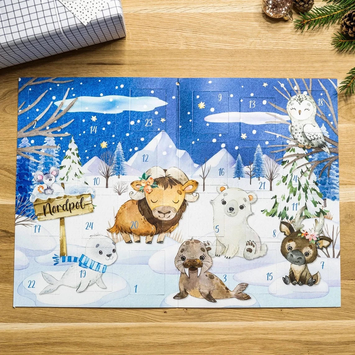 Villem Advendikalender tätoveeringutega - WINTER ANIMALS Papierdrachen