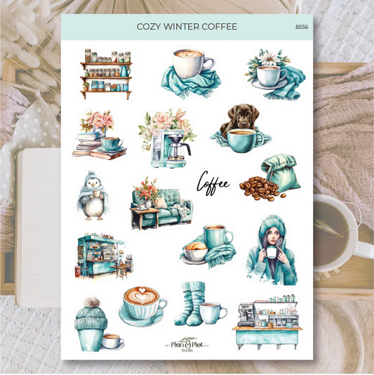 Villem Kleebised: Cozy Winter Coffee | läbipaistev matt vinüül Plan & Plot Studio