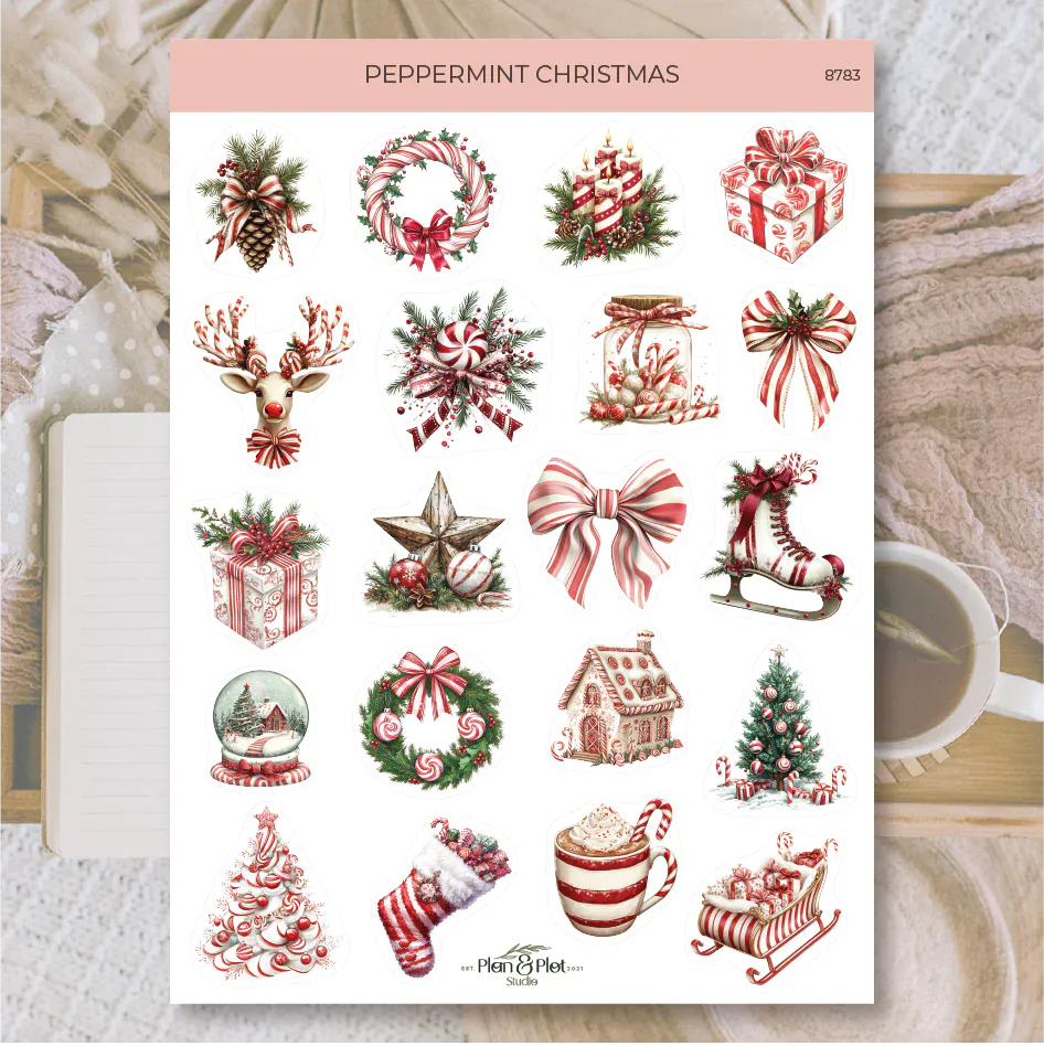 Villem Kleebised: Peppermint Christmas | valge matt vinüül Plan & Plot Studio