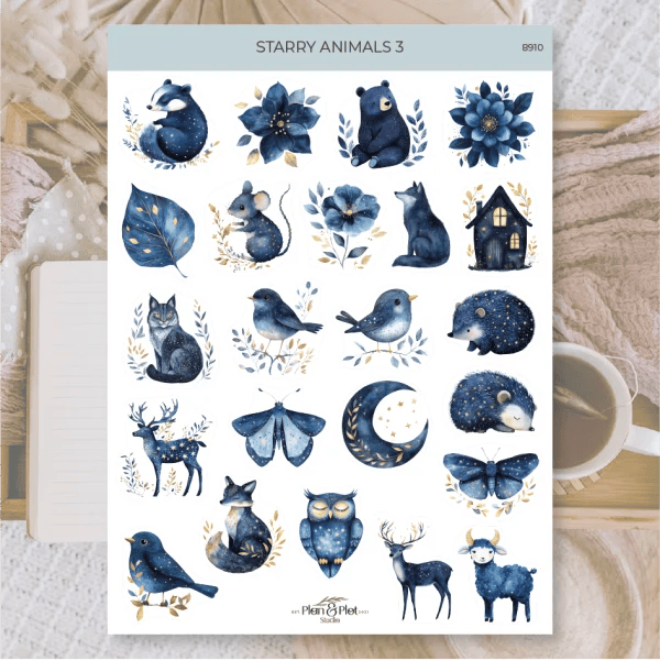 Villem Kleebised: Starry Animals 3 | läbipaistev matt vinüül Plan & Plot Studio