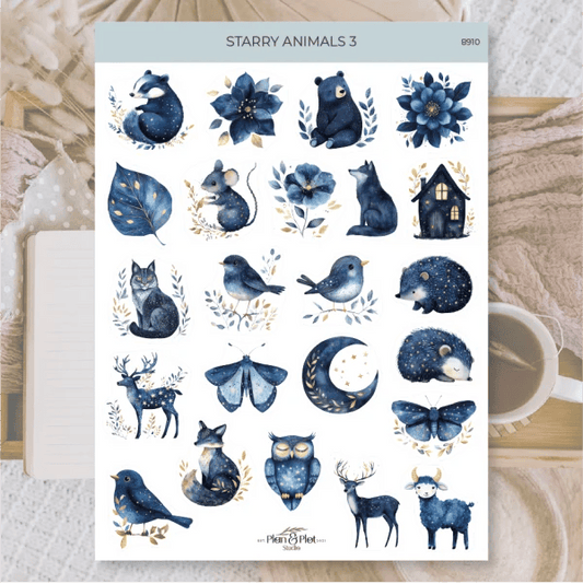 Villem Kleebised: Starry Animals 3 | läbipaistev matt vinüül Plan & Plot Studio