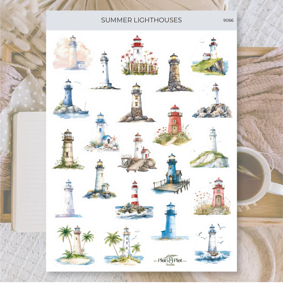 Villem Kleebised: Summer Lighthouses | valge matt vinüül Plan & Plot Studio