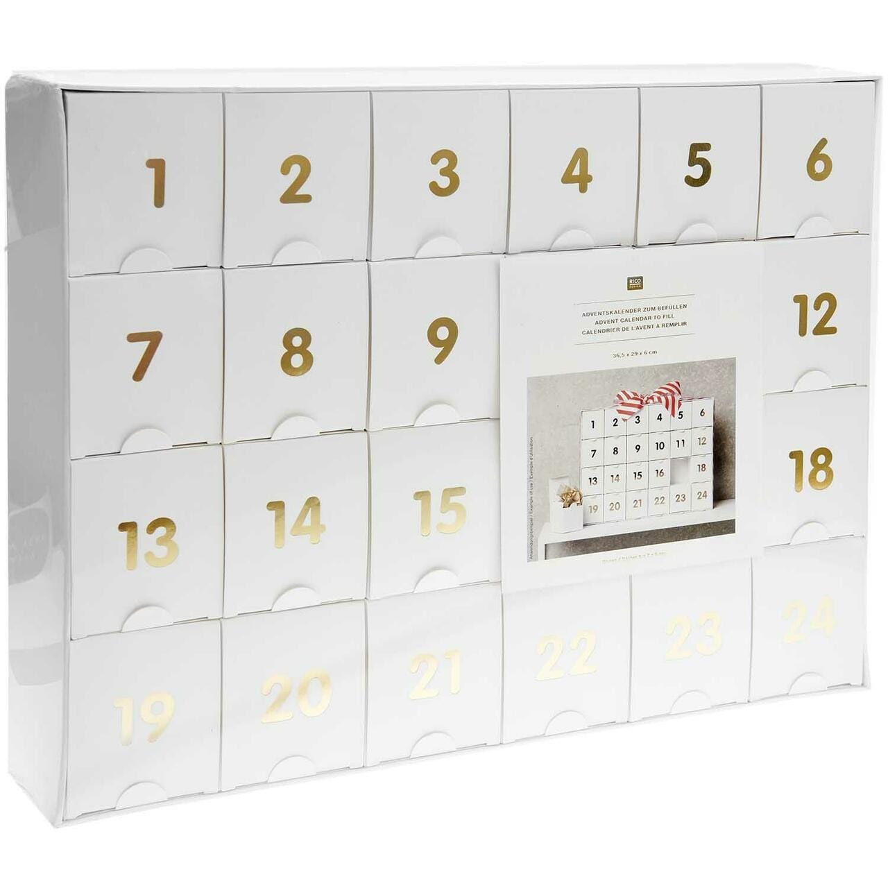 Villem Advendikalendri põhi - valge ja kuldsega Rico Design