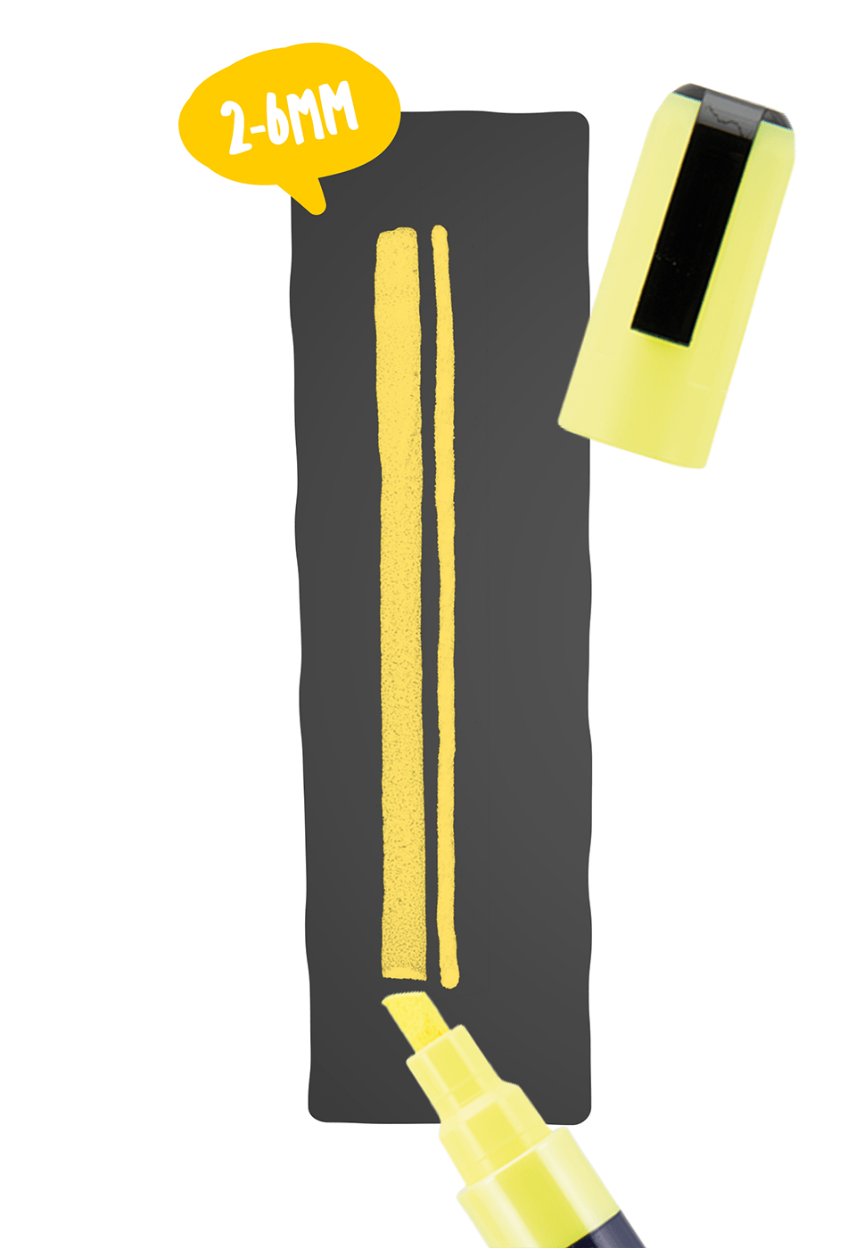Villem SECURIT Kollane kriidimarker tahvlitele ja kriidipindadele, 2-6mm Securit