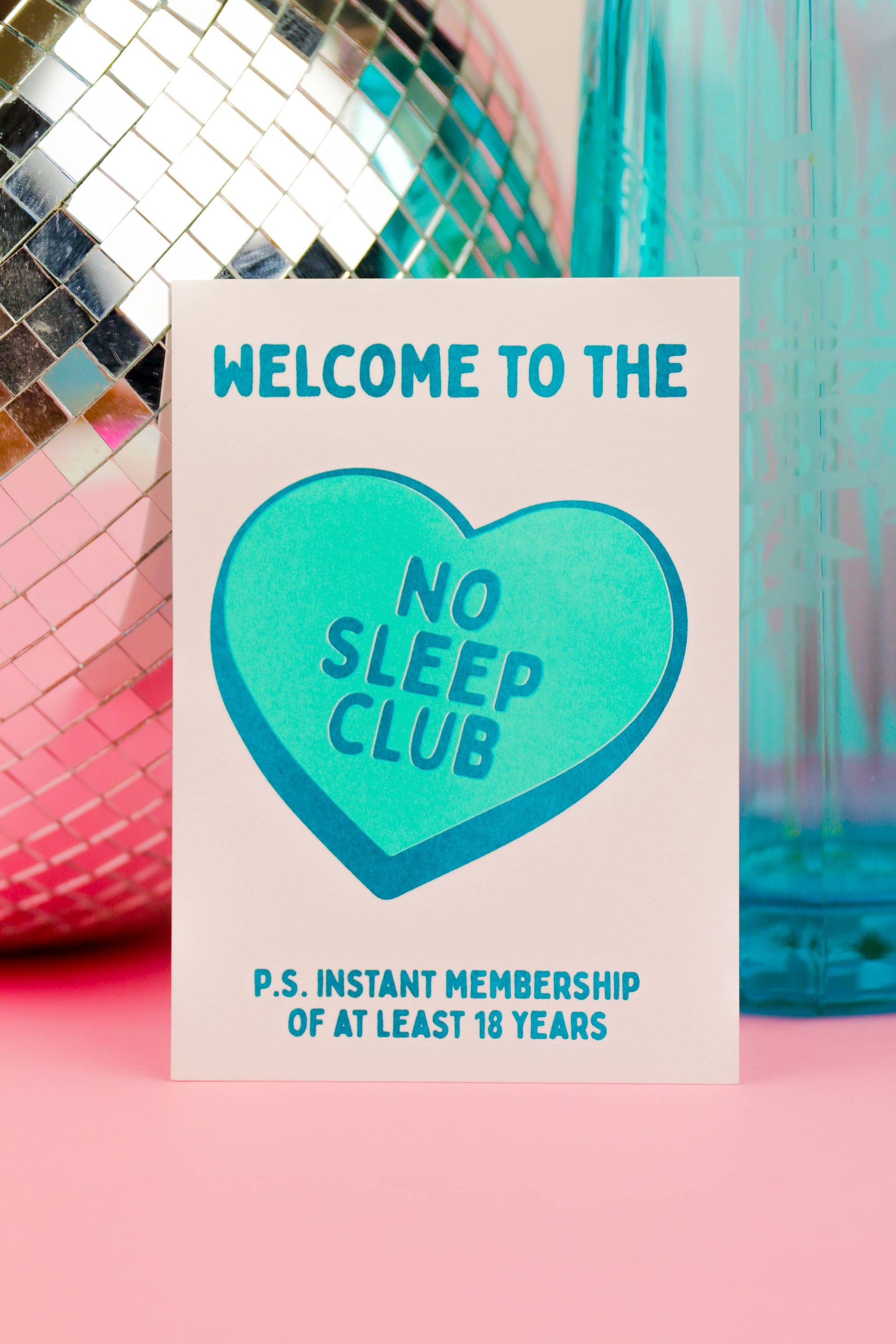 Villem Postkaart – “No Sleep Club” (Mint) Studio Inktvis