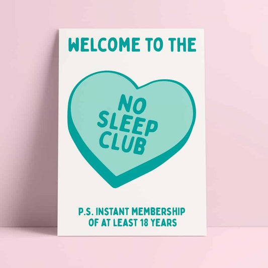 Villem Postkaart – “No Sleep Club” (Mint) Studio Inktvis