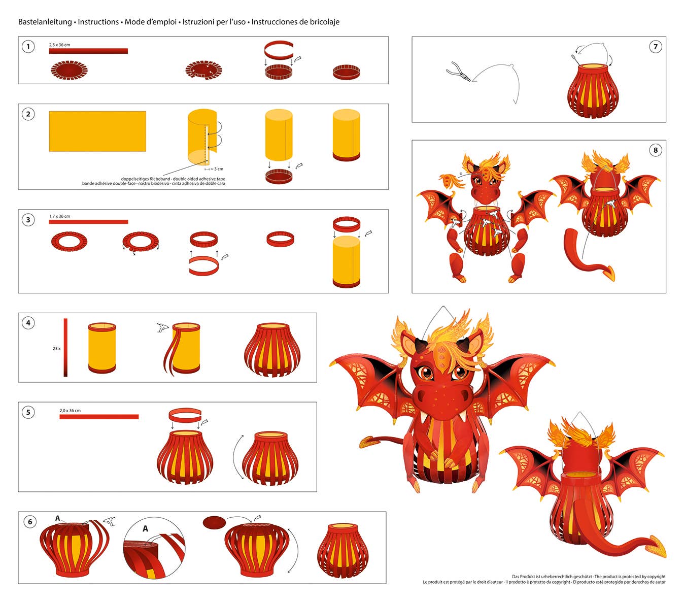 Villem Lantern craft kit (cross) “Dragon” URSUS® / Buntpapierfabrik Ludwig Bähr GmbH & Co. KG