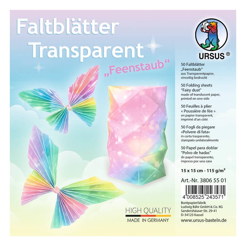 Villem Transparent leaflets “Fairy Dust”, 15 x 15 cm URSUS® / Buntpapierfabrik Ludwig Bähr GmbH & Co. KG