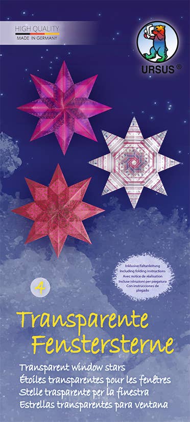 Villem Transparent window stars large, assortment 04 URSUS® / Buntpapierfabrik Ludwig Bähr GmbH & Co. KG