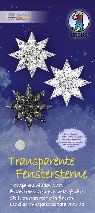 Villem Transparent window stars large, assortment 09 URSUS® / Buntpapierfabrik Ludwig Bähr GmbH & Co. KG